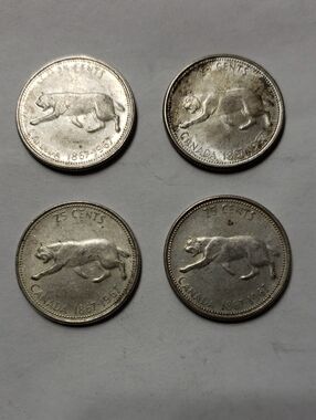 Vintage 1967 Canadian 25 Cents Lynx Commemorative Coin - Silver Tone